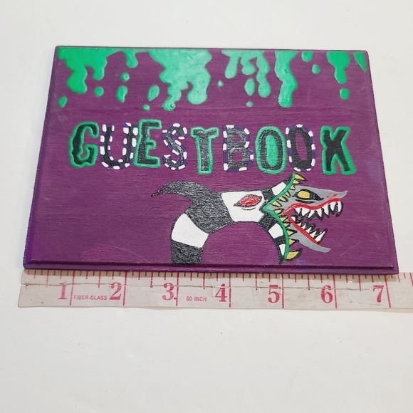 Halloween Wedding Party Hand Painted Beetlejuice Guest Book Sign - Picture 8 of 10
